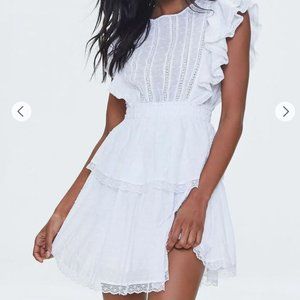 Forever 21 - Clip Dot Lace Ruffled Mini Dress - Size M